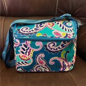 Vera Bradley Stay Cooler Blue and Pink Crossbody Bag with Paisley Design